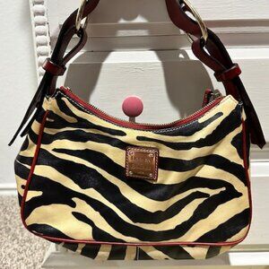 Dooney & Bourke tan and red Zebra hobo handbag